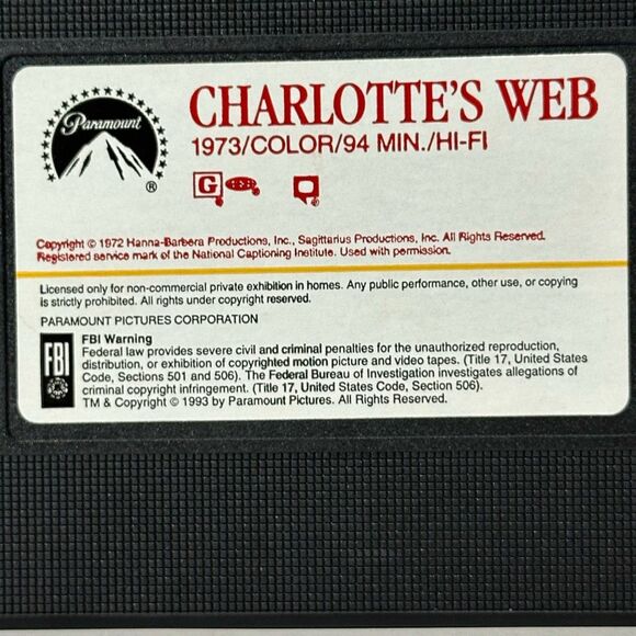 Charlottes Web VHS Movie 1973 - Picture 9 of 14